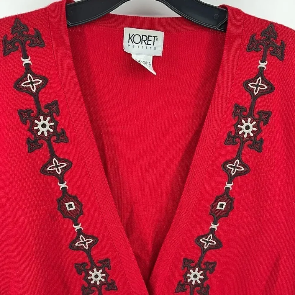 Koret vintage VTG wool sweater vest embroidered ball monkey fist closures coat M